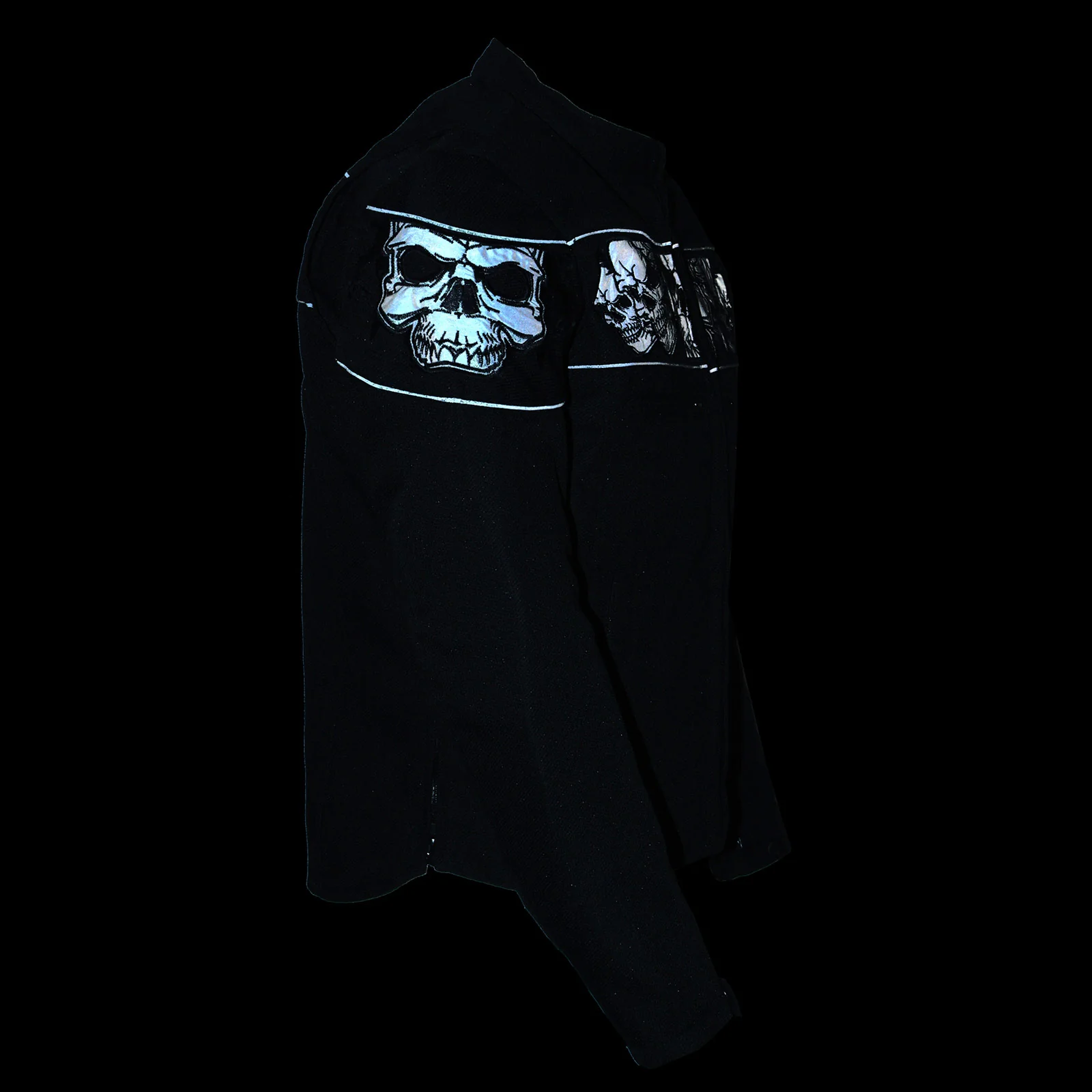 Milwaukee Leather MPM1730 Men's Black Padded Textile All Season Motorcycle Jacket w/ Reflective Skulls Artwork - Image 6