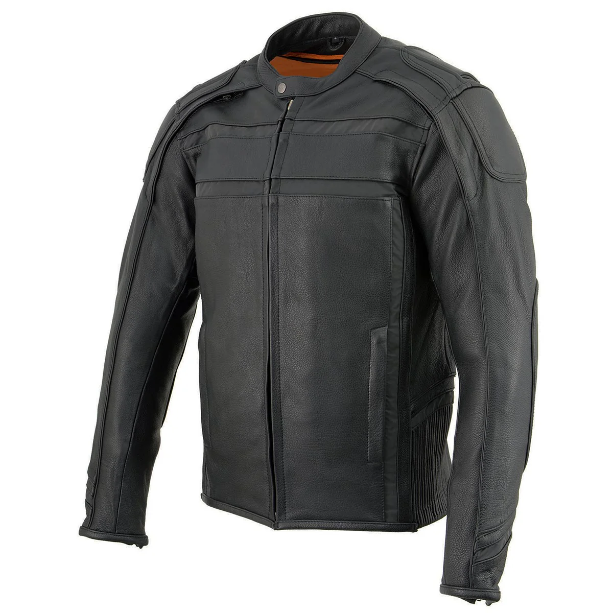 Milwaukee Leather ML2083 Men's Black Premium Leather Vented Motorcycle Rider Jacket w/ Reflective Piping - Image 12