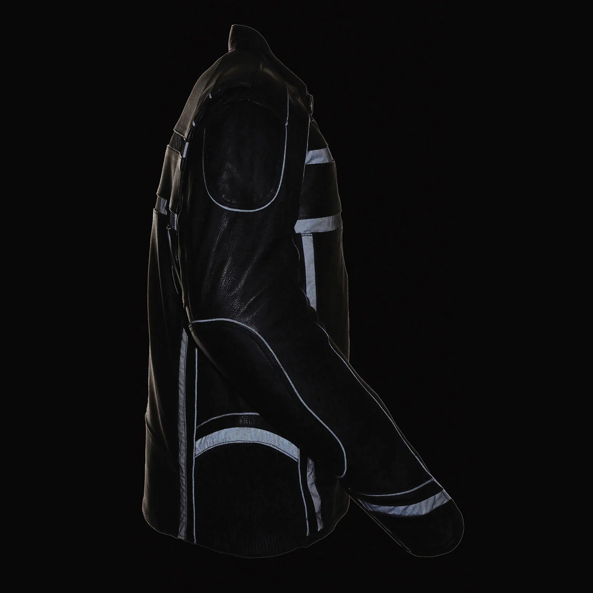 Milwaukee Leather ML2083 Men's Black Premium Leather Vented Motorcycle Rider Jacket w/ Reflective Piping - Image 9