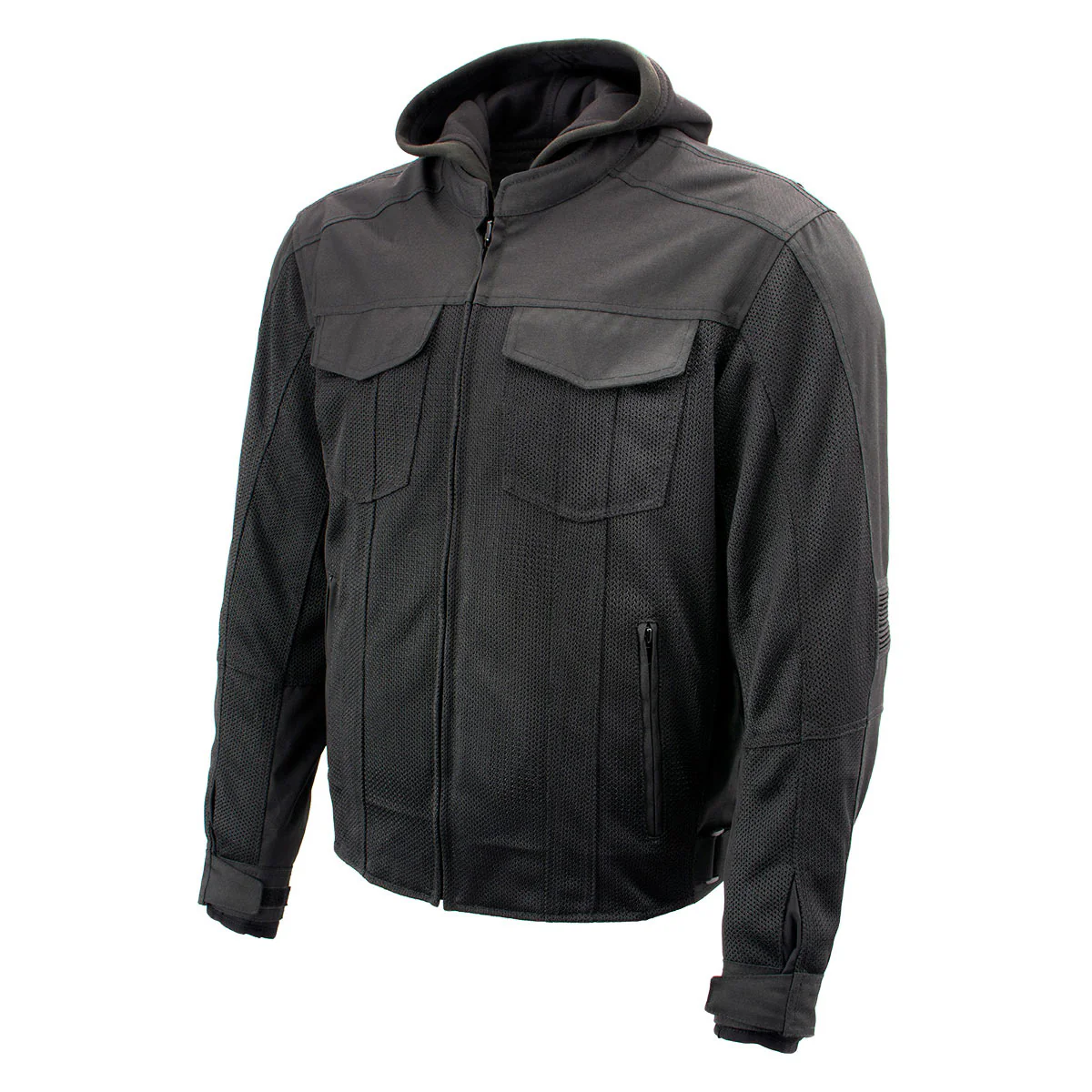Milwaukee Leather Men's Requiem Mesh and 1300D Nylon Motorcycle Jacket with CE Armor, Removable Hoodie - MPM17018 - Image 8