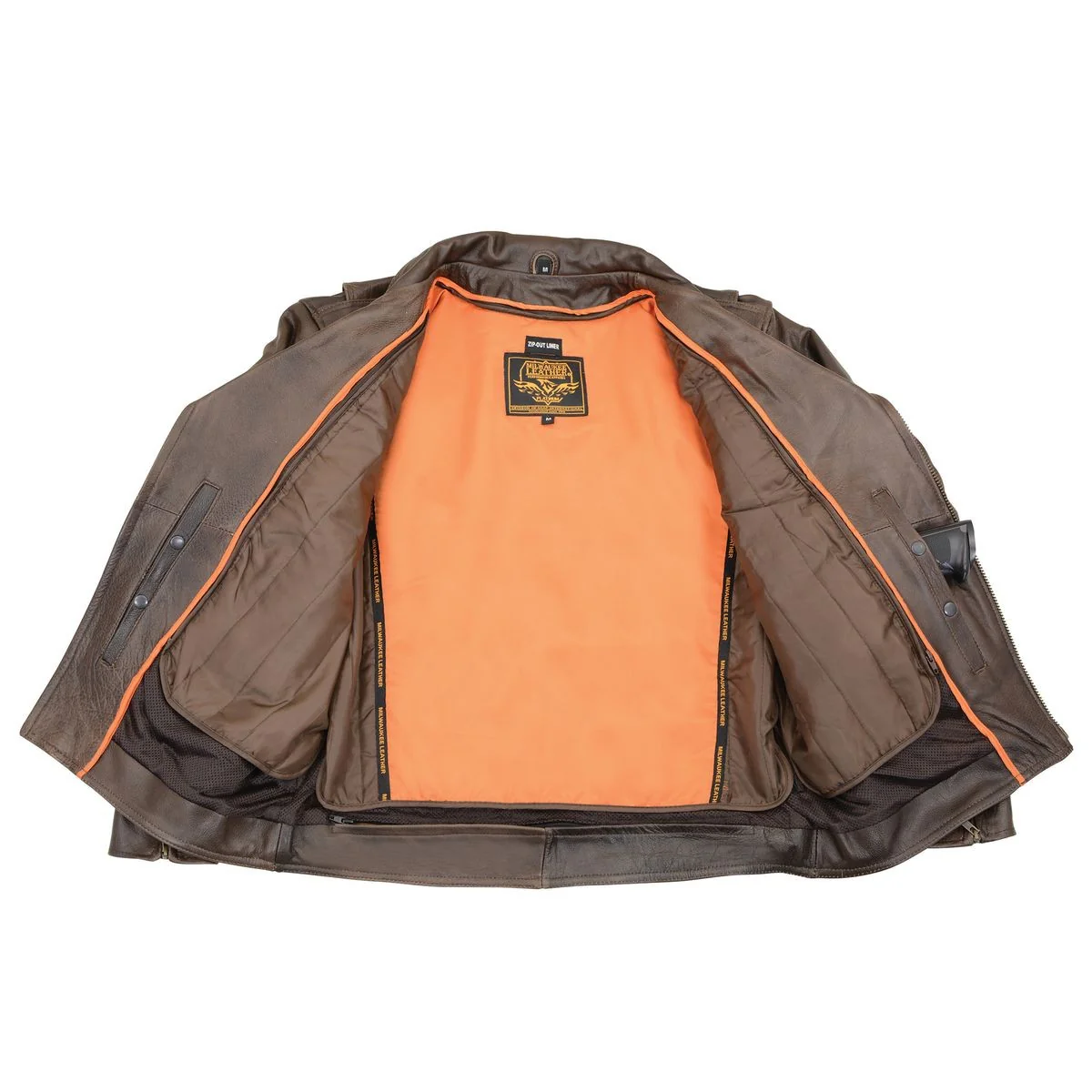 Milwaukee Leather MLM1522 Men's ‘Vented’ Retro Brown Leather Motorcycle Jacket - Image 5