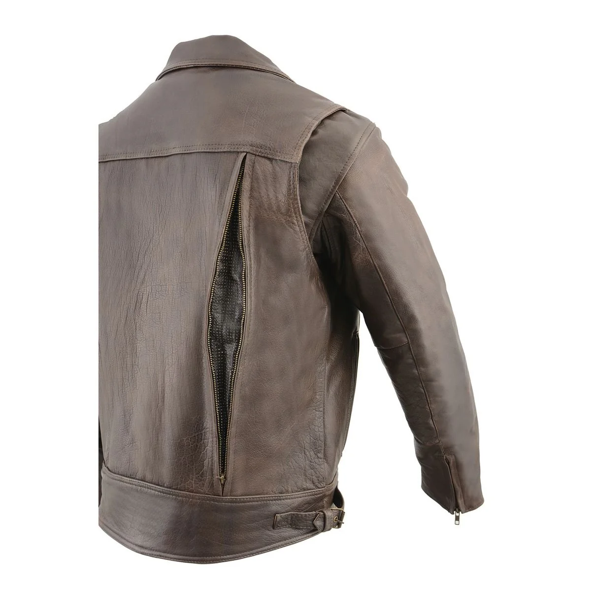 Milwaukee Leather MLM1522 Men's ‘Vented’ Retro Brown Leather Motorcycle Jacket - Image 6