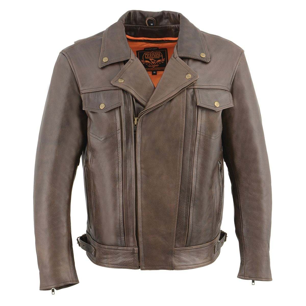 Milwaukee Leather MLM1522 Men's ‘Vented’ Retro Brown Leather Motorcycle Jacket - Image 8