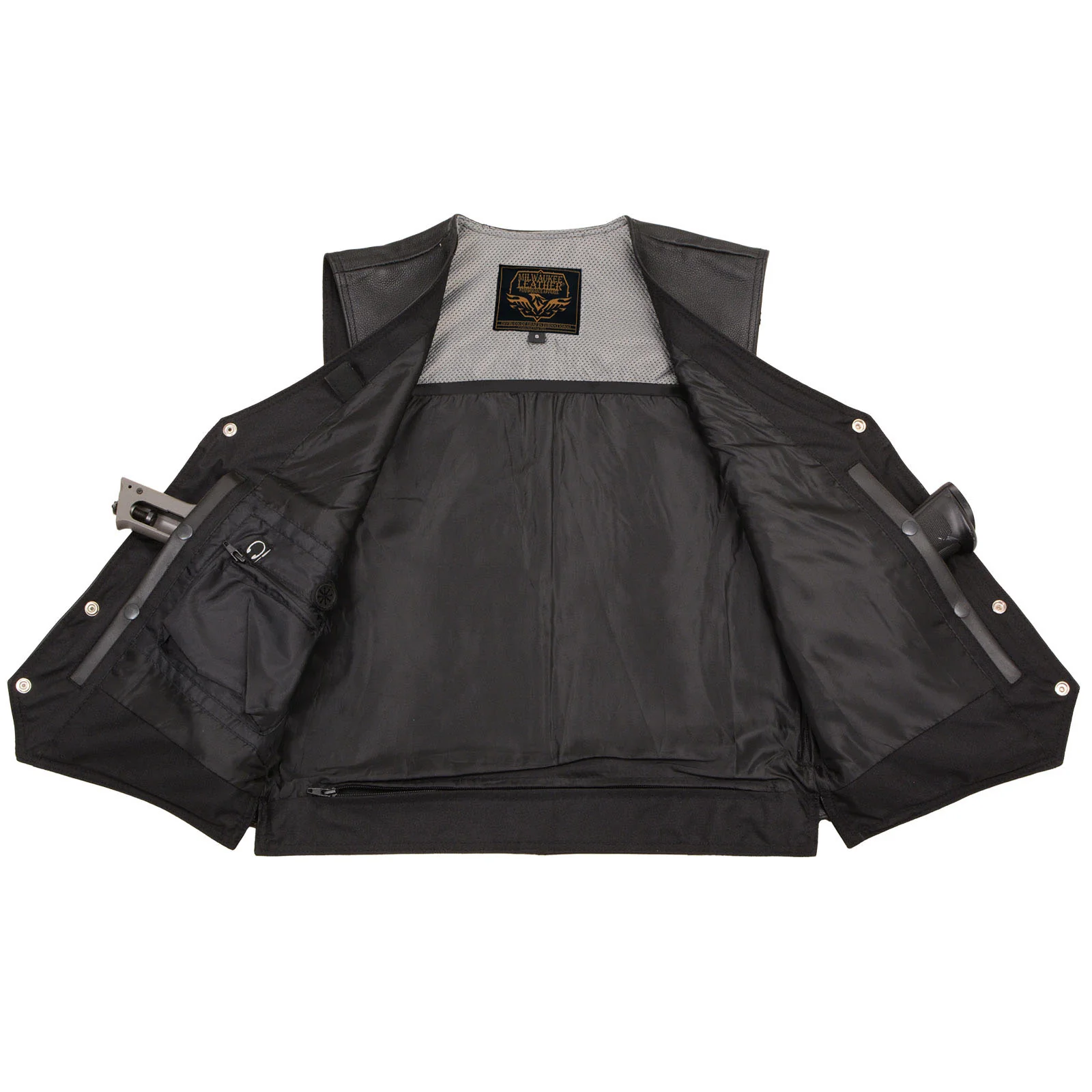 Milwaukee Leather Men's Road King Black Cowhide Leather Motorcycle Vest - LKM3793 - Image 4