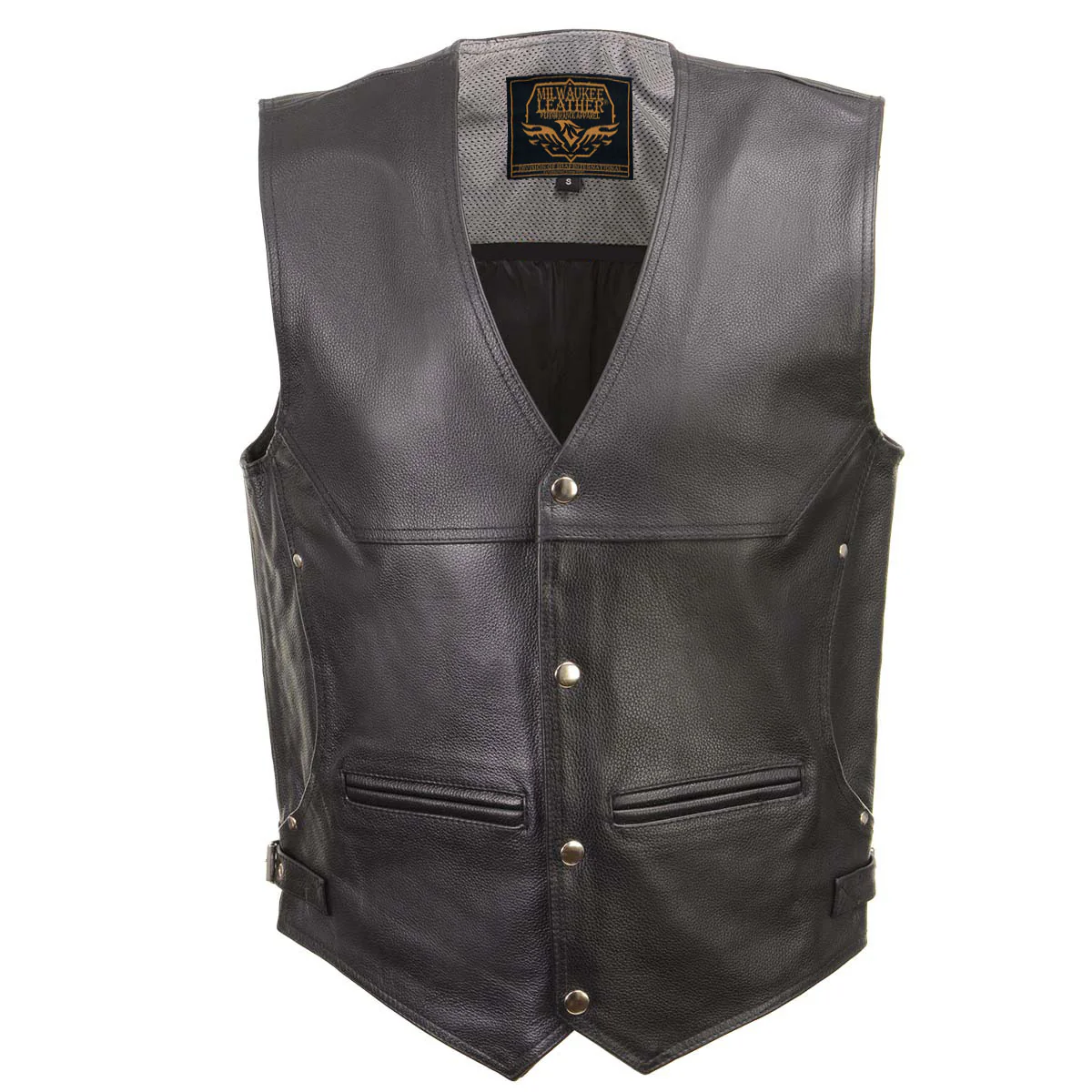 Milwaukee Leather Men's Road King Black Cowhide Leather Motorcycle Vest - LKM3793 - Image 7