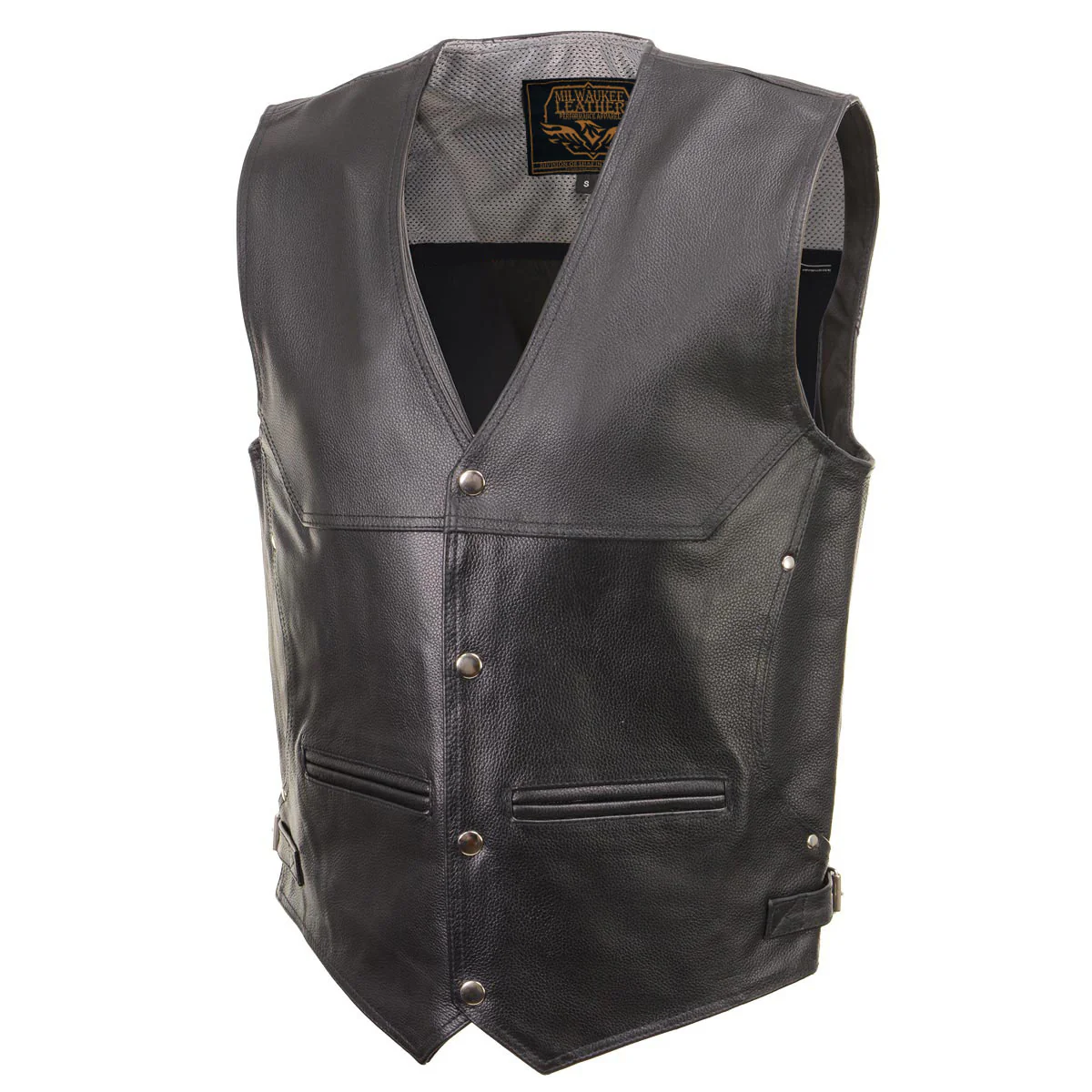 Milwaukee Leather Men's Road King Black Cowhide Leather Motorcycle Vest - LKM3793 - Image 8