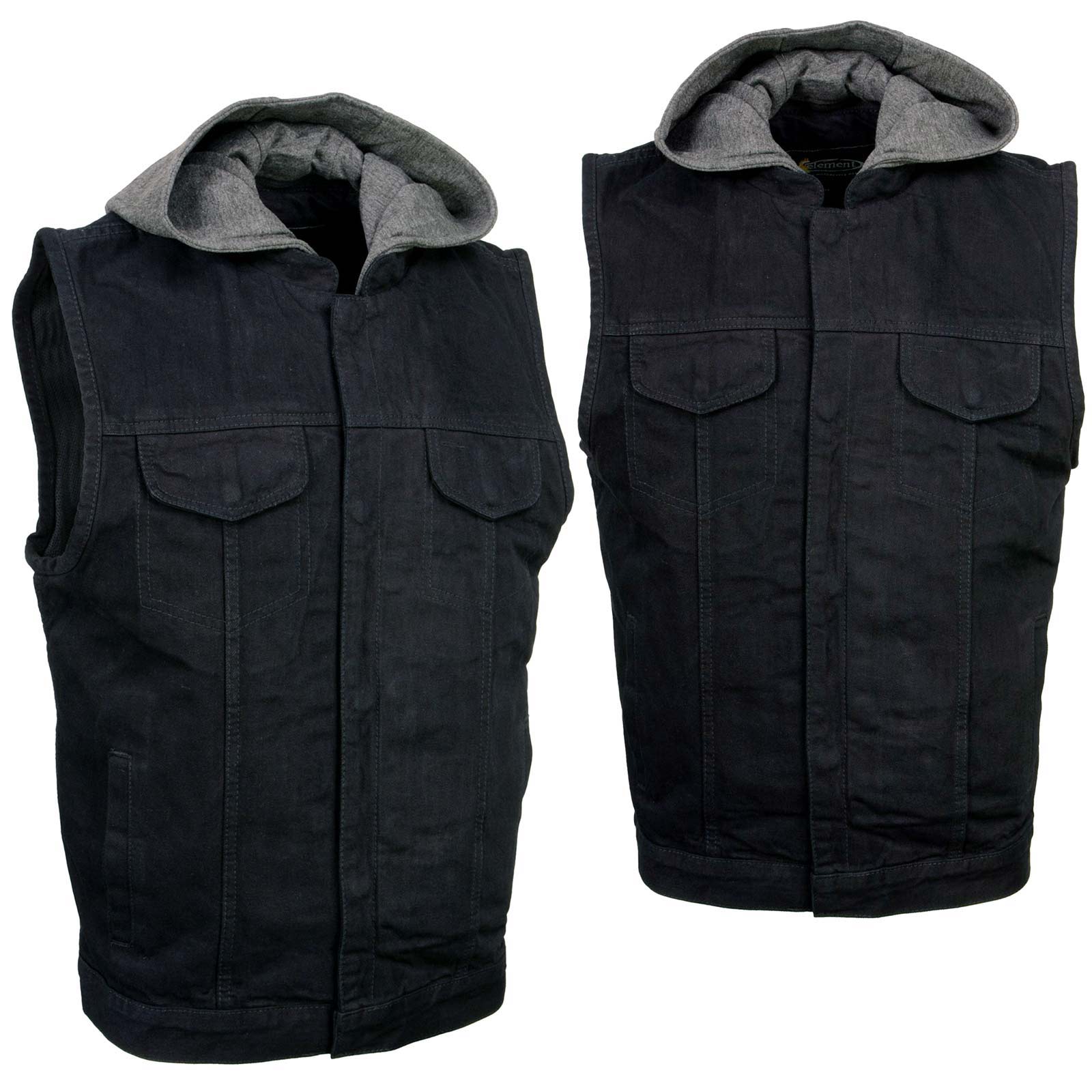 Milwaukee Leather Men's Rustic Black Denim Motorcycle Riding Vest with Removable Hoodie - MDM3082 - Image 10