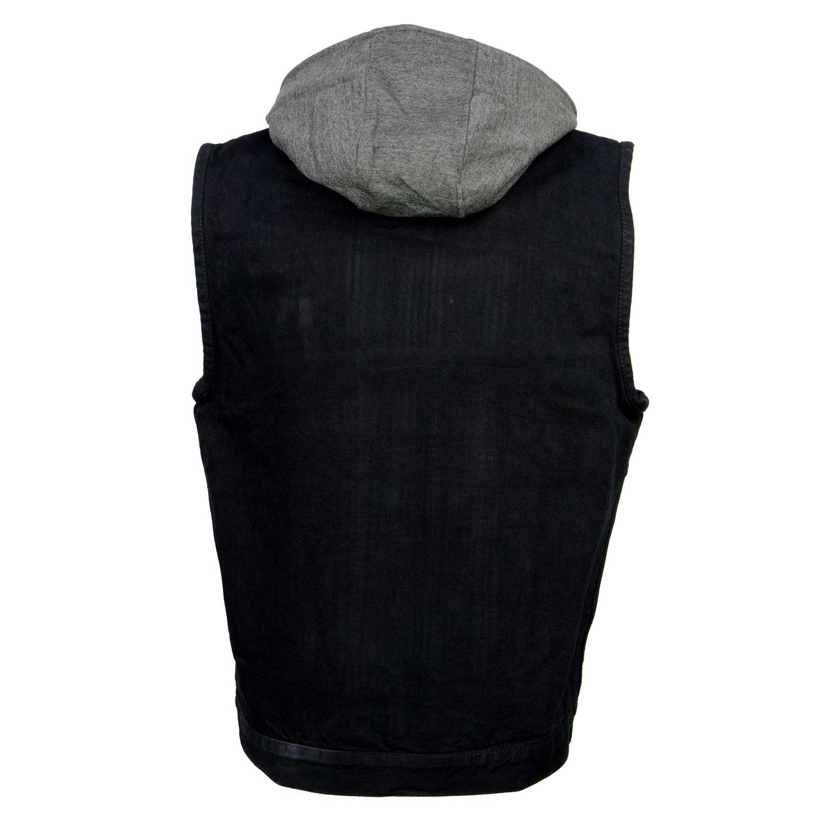 Milwaukee Leather Men's Rustic Black Denim Motorcycle Riding Vest with Removable Hoodie - MDM3082 - Image 7