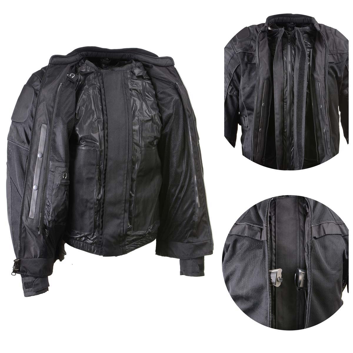 Milwaukee Leather Men's Shadow Black Textile Motorcycle Jacket w/ CE Armor - MPM17030 - Image 4