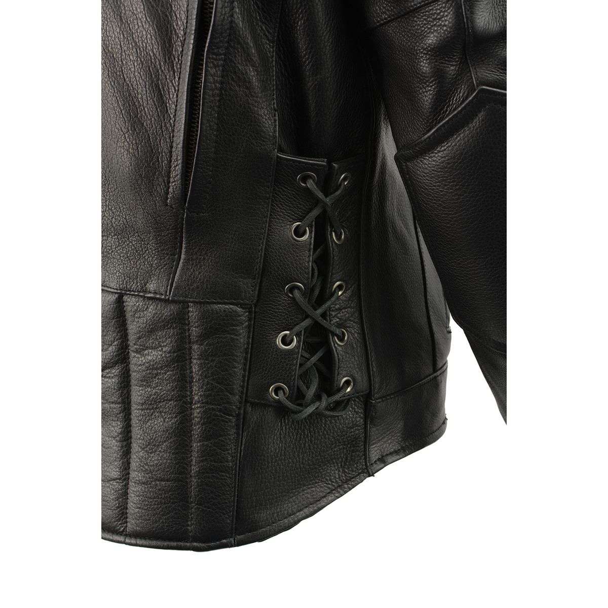 Milwaukee Leather ML1010 Men's Side Lace Vented Black Leather Scooter Jacket - Image 11