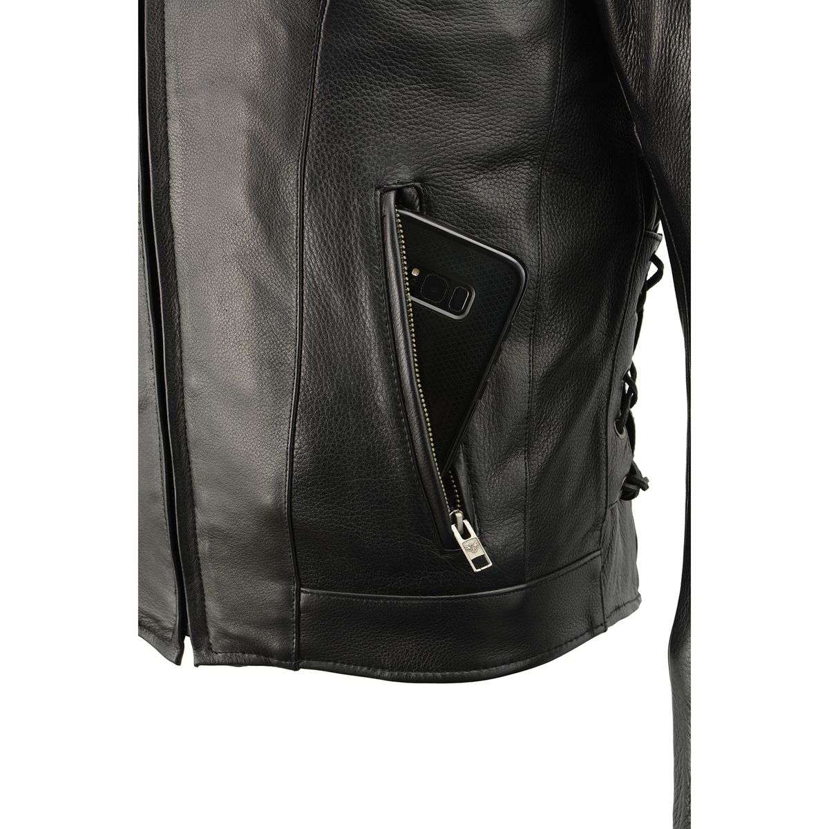 Milwaukee Leather ML1010 Men's Side Lace Vented Black Leather Scooter Jacket - Image 12