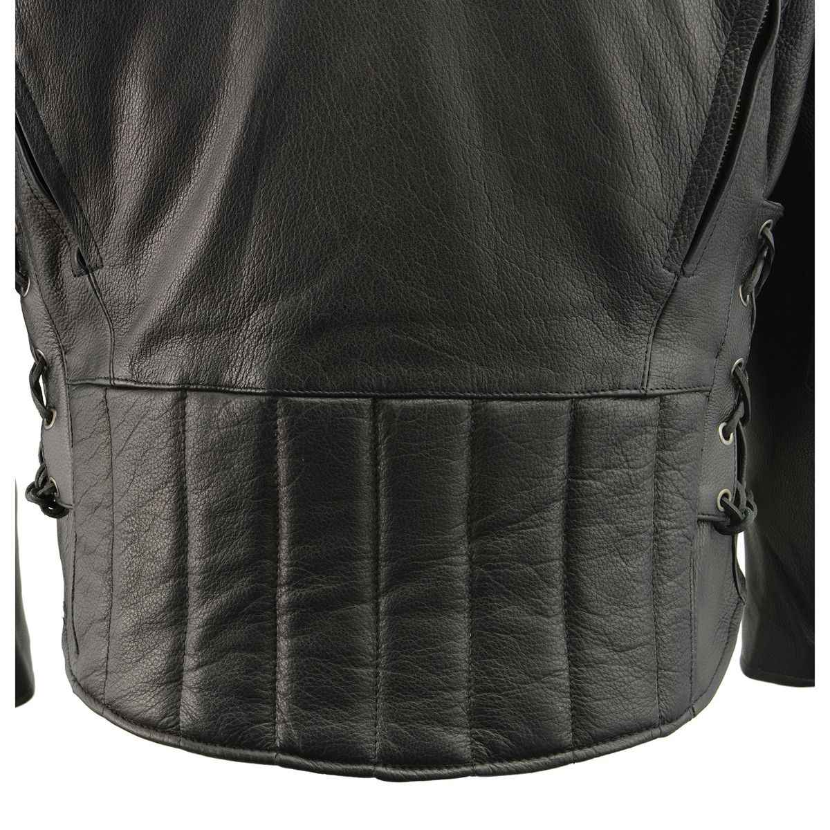 Milwaukee Leather ML1010 Men's Side Lace Vented Black Leather Scooter Jacket - Image 13