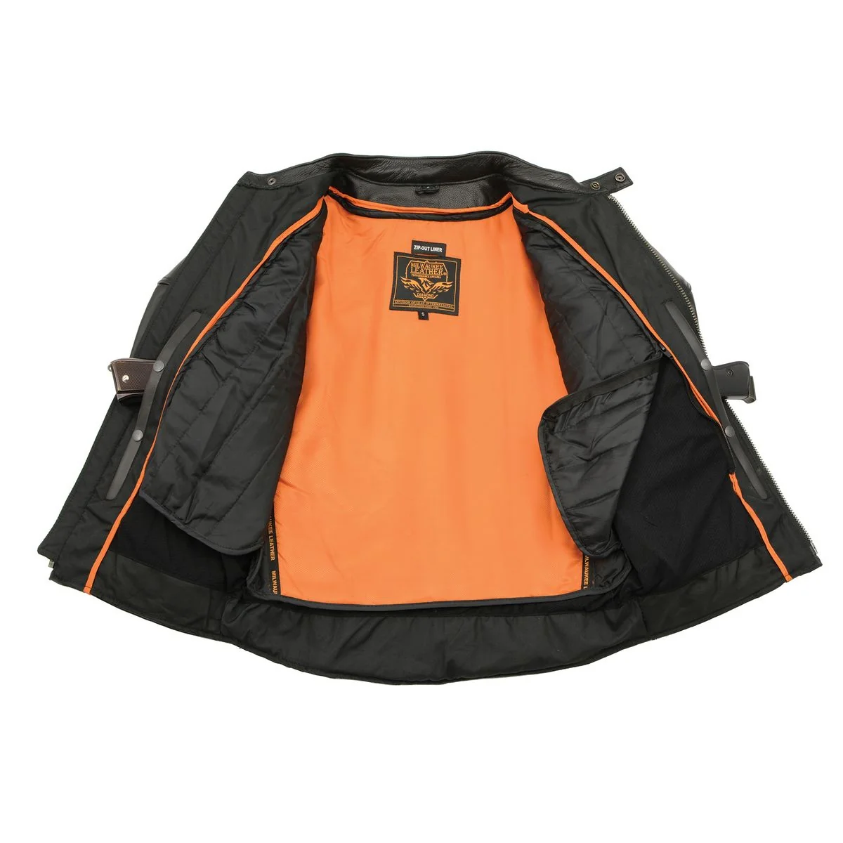 Milwaukee Leather ML1010 Men's Side Lace Vented Black Leather Scooter Jacket - Image 6