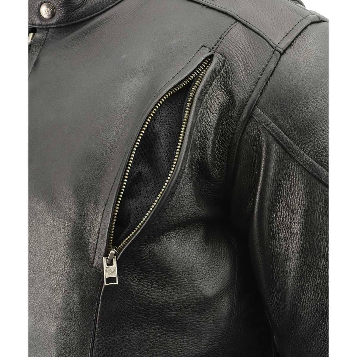 Milwaukee Leather ML1010 Men's Side Lace Vented Black Leather Scooter Jacket - Image 7