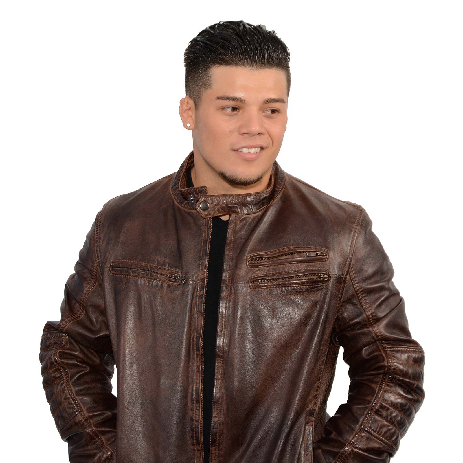 Milwaukee Leather SFM1805 Men's Brown Side Stitch Cafe Racer Lambskin Leather Jacket - Image 5
