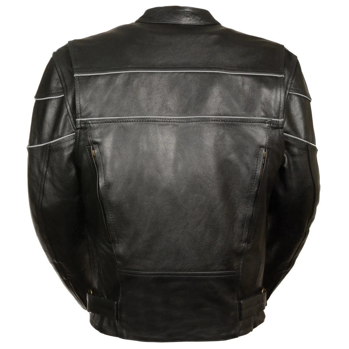 Milwaukee Leather SH1785 Men's Black Leather Scooter Style Motorcycle Jacket w/ Side Stretch and Reflective Piping - Image 2