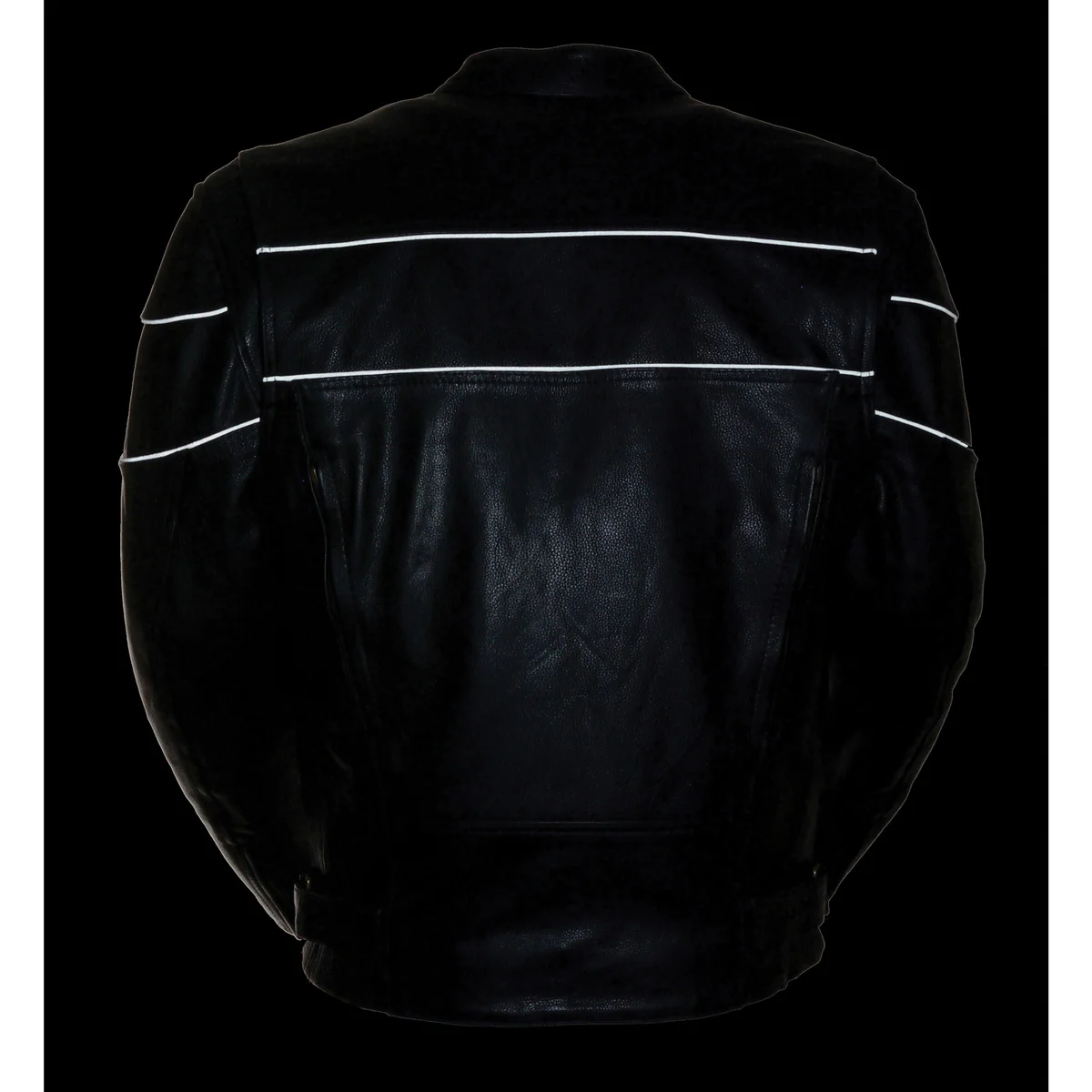 Milwaukee Leather SH1785 Men's Black Leather Scooter Style Motorcycle Jacket w/ Side Stretch and Reflective Piping - Image 5