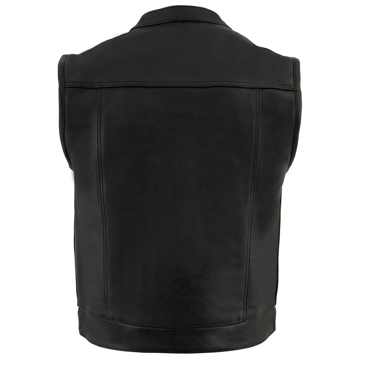 Milwaukee Leather LKM3720 Men's Black Leather Club Style Motorcycle Rider Vest with Concealed Snap Button Closure - Image 2