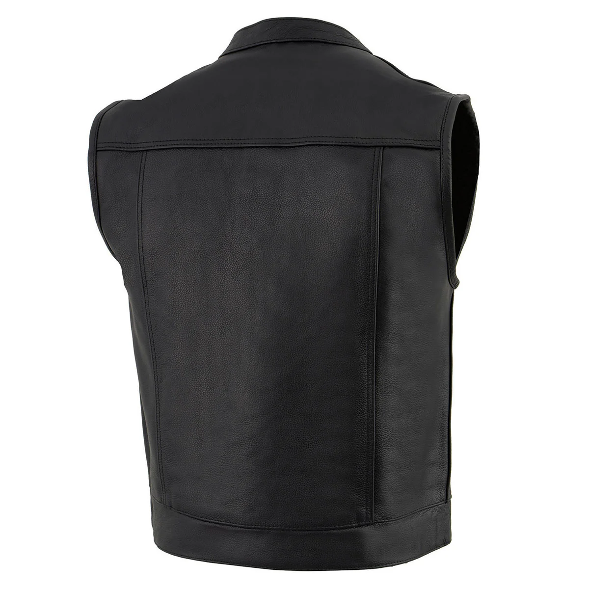 Milwaukee Leather LKM3720 Men's Black Leather Club Style Motorcycle Rider Vest with Concealed Snap Button Closure - Image 6
