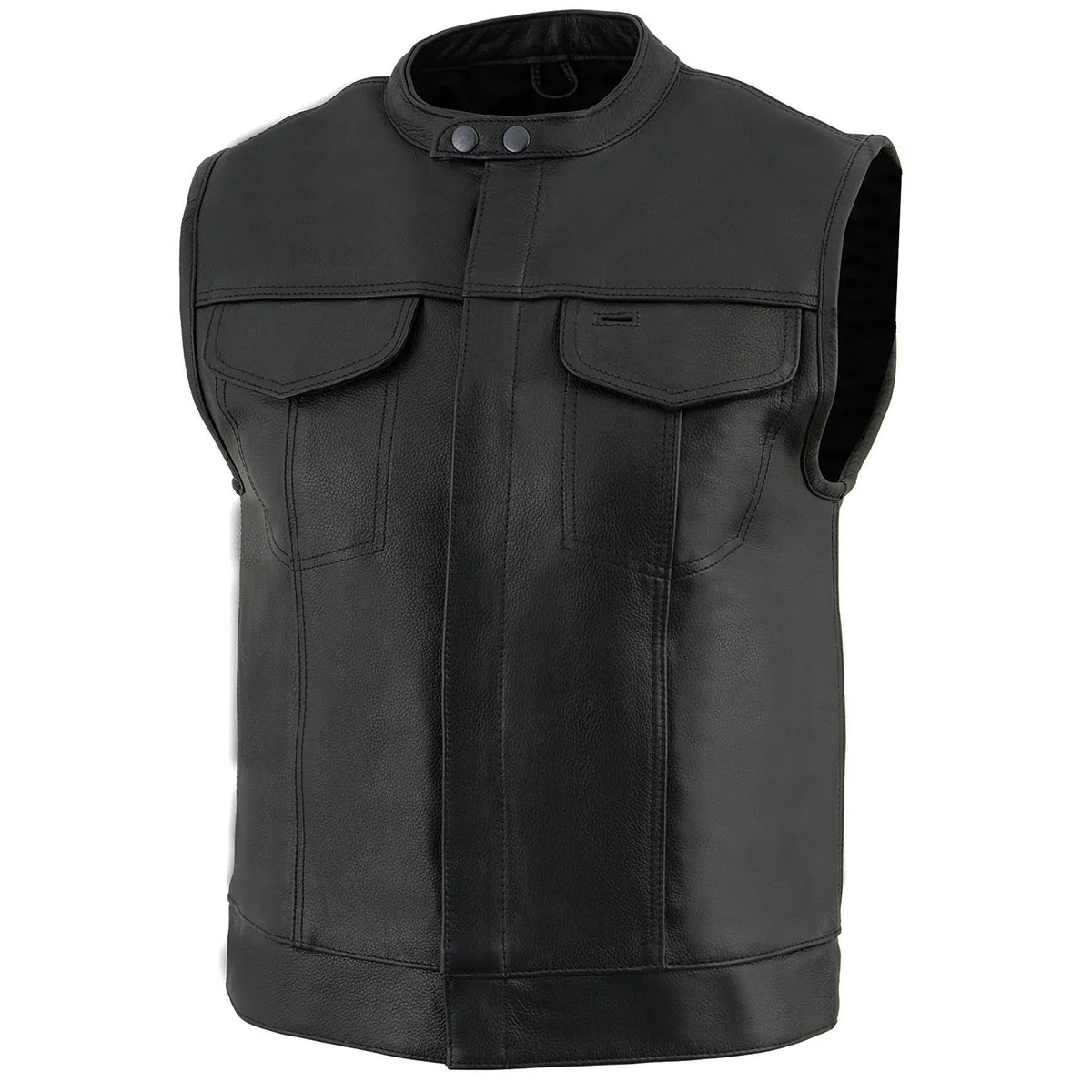 Milwaukee Leather LKM3720 Men's Black Leather Club Style Motorcycle Rider Vest with Concealed Snap Button Closure - Image 7