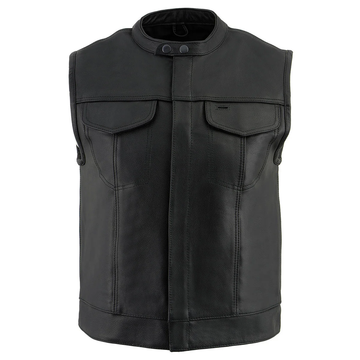 Milwaukee Leather LKM3720 Men's Black Leather Club Style Motorcycle Rider Vest with Concealed Snap Button Closure - Image 8