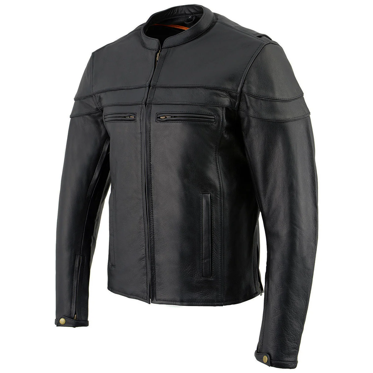 Milwaukee Leather Men's Black Leather Sporty Crossover Scooter Motorcycle Jacket w/ Reflective Piping - LKM1725 - Image 11