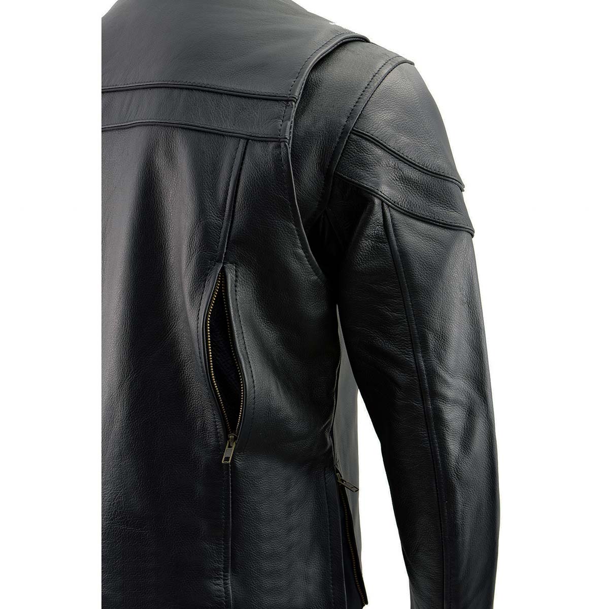 Milwaukee Leather Men's Black Leather Sporty Crossover Scooter Motorcycle Jacket w/ Reflective Piping - LKM1725 - Image 12