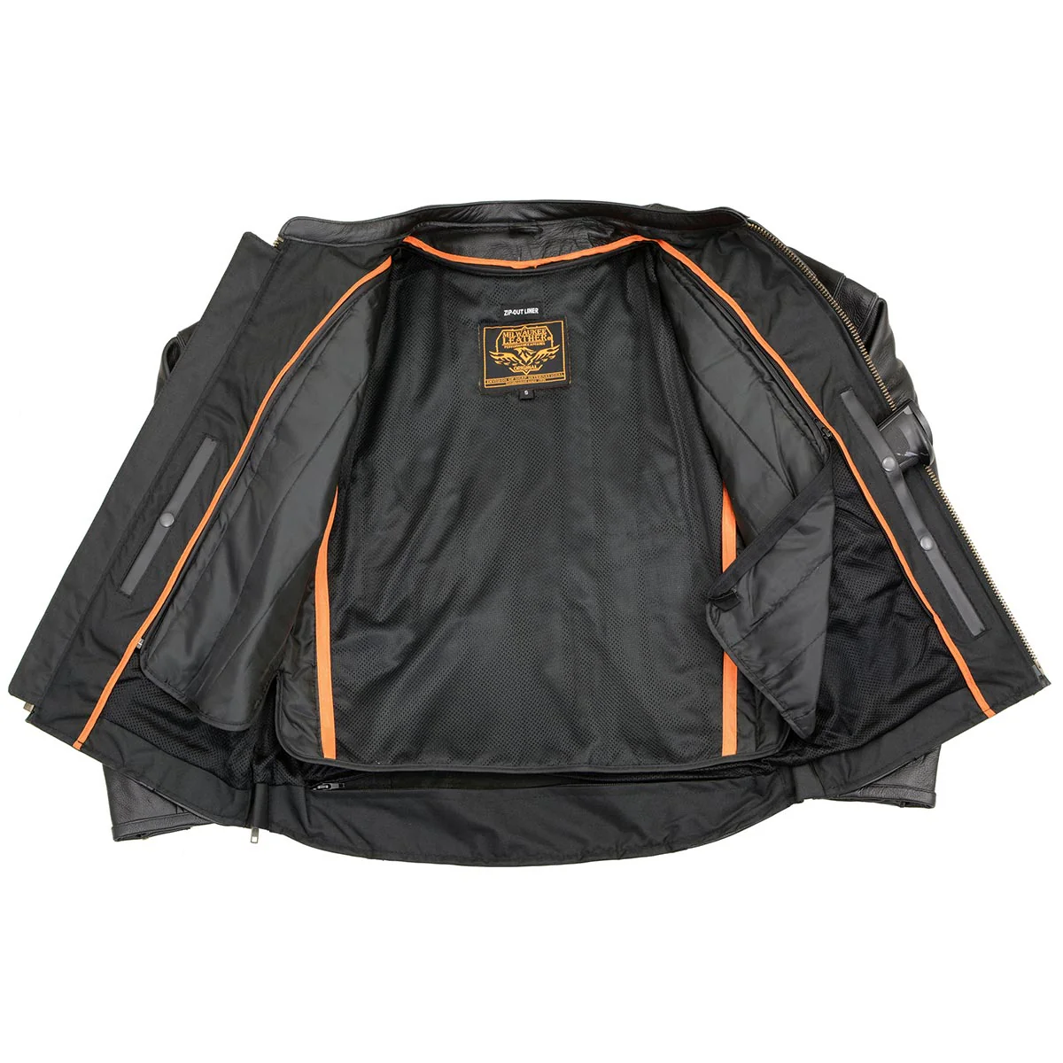 Milwaukee Leather Men's Black Leather Sporty Crossover Scooter Motorcycle Jacket w/ Reflective Piping - LKM1725 - Image 14
