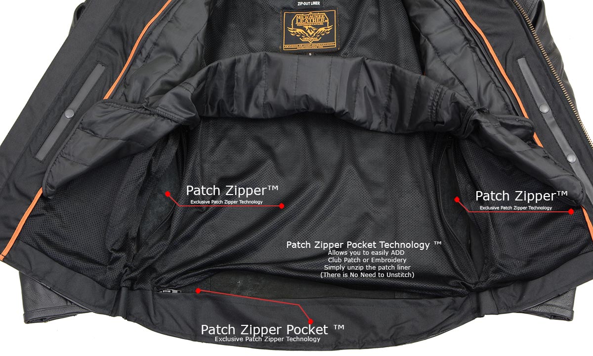 Milwaukee Leather Men's Black Leather Sporty Crossover Scooter Motorcycle Jacket w/ Reflective Piping - LKM1725 - Image 15