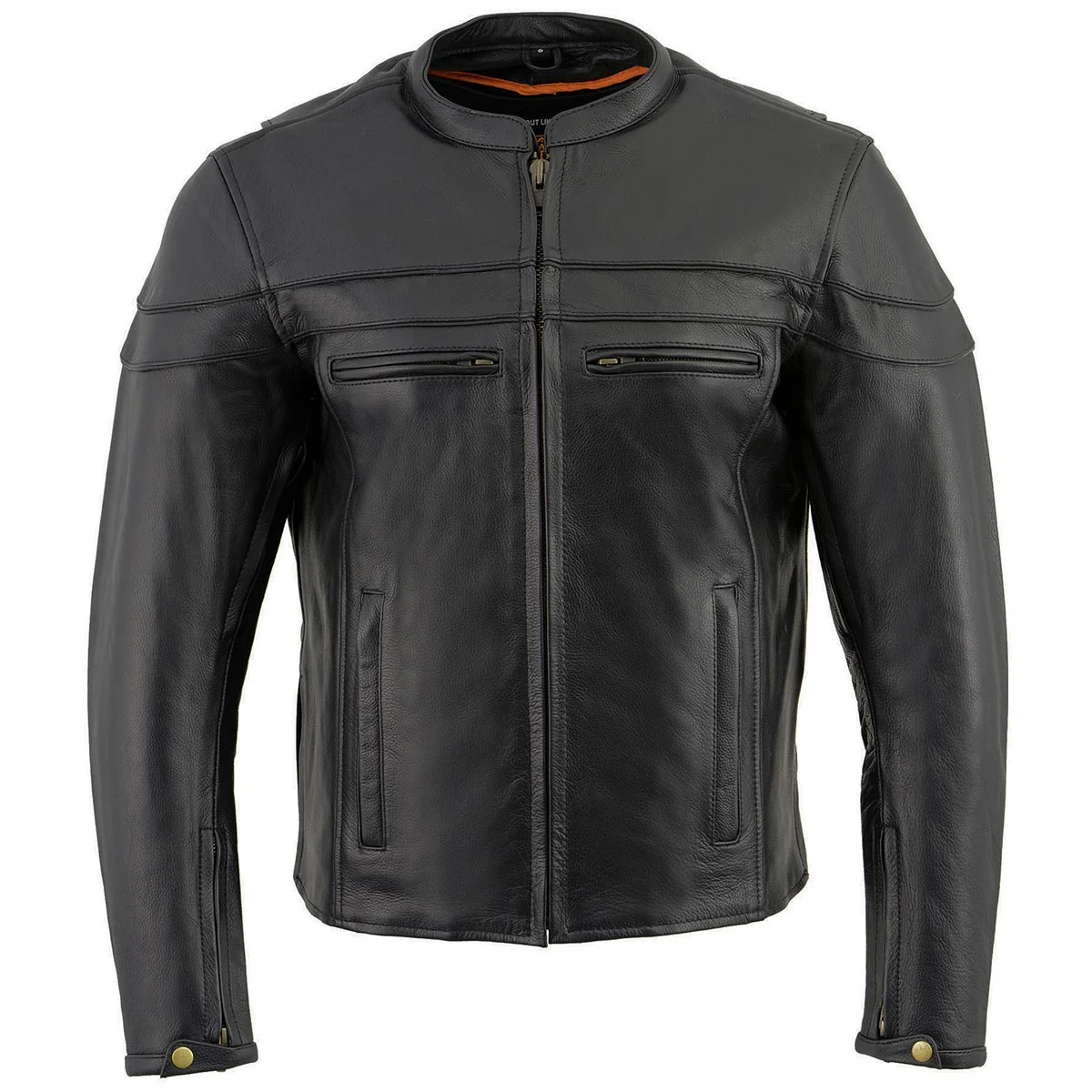 Milwaukee Leather Men's Black Leather Sporty Crossover Scooter Motorcycle Jacket w/ Reflective Piping - LKM1725 - Image 17