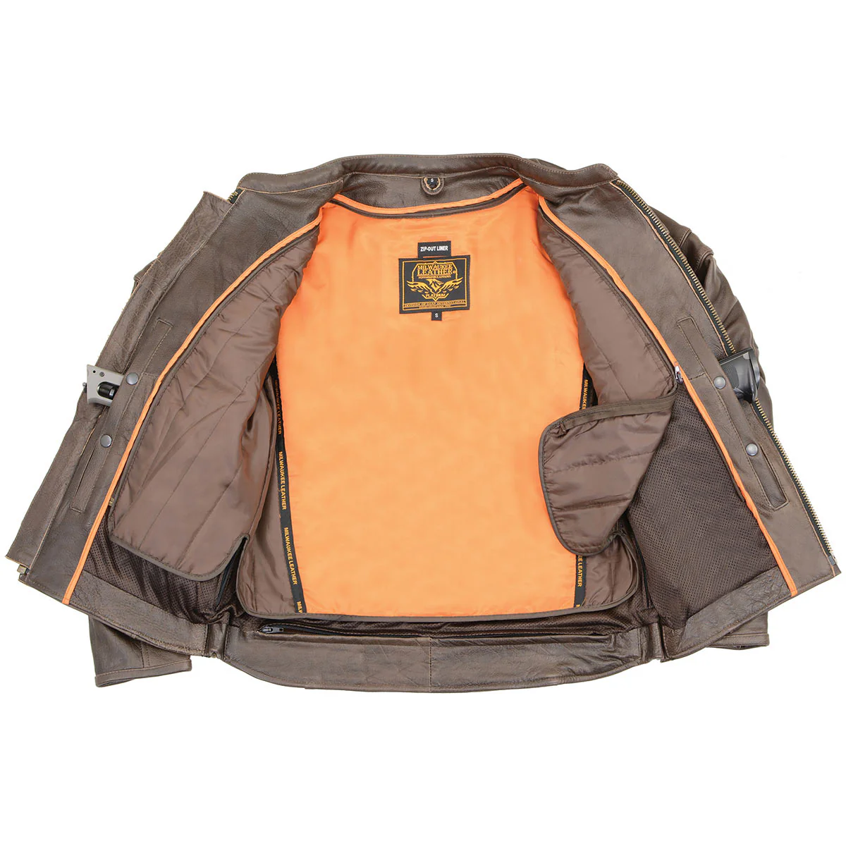 Milwaukee Leather ML1408RT Men's Retro Brown 'Savage' Sporty Crossover Retro Leather Jacket - Image 4