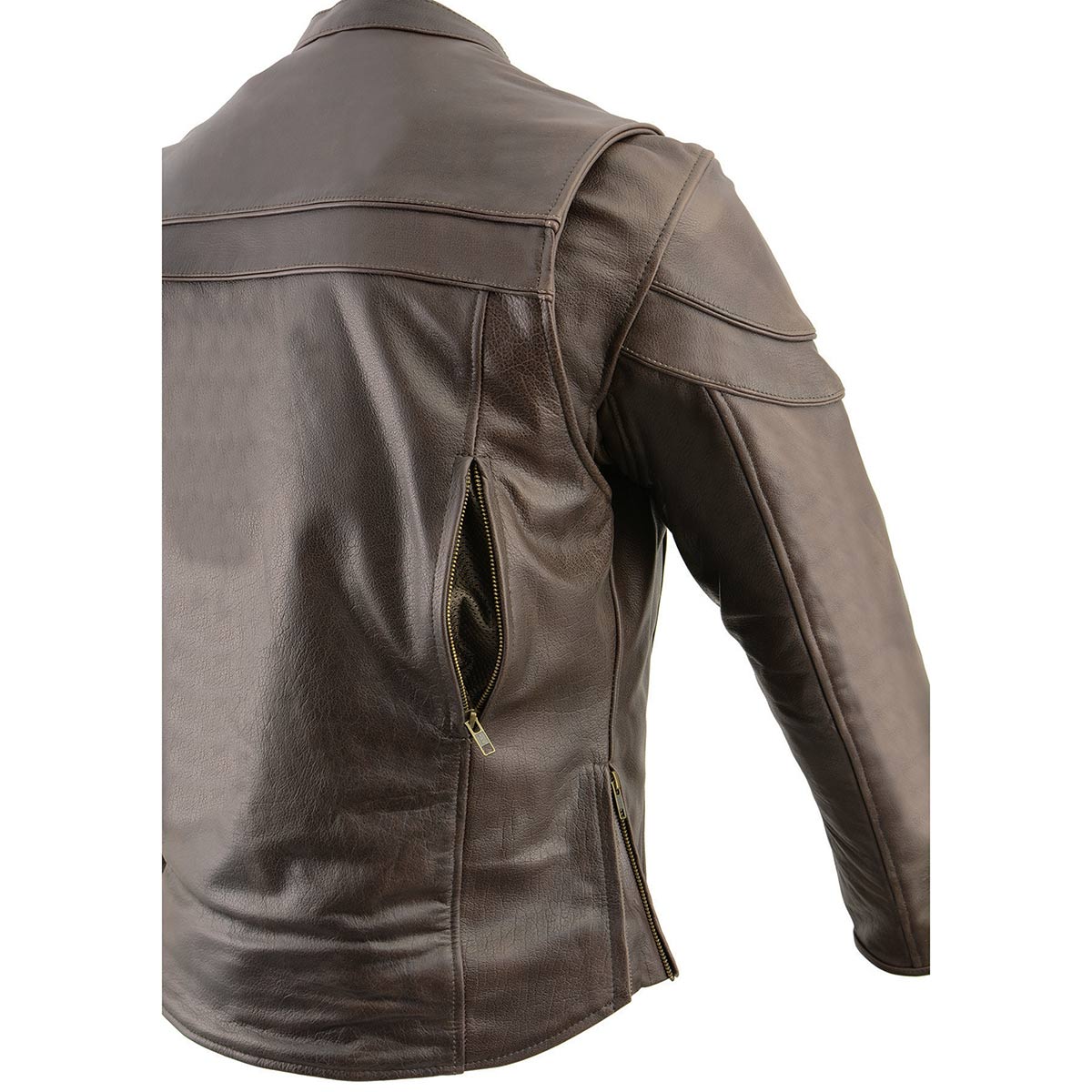Milwaukee Leather ML1408RT Men's Retro Brown 'Savage' Sporty Crossover Retro Leather Jacket - Image 6