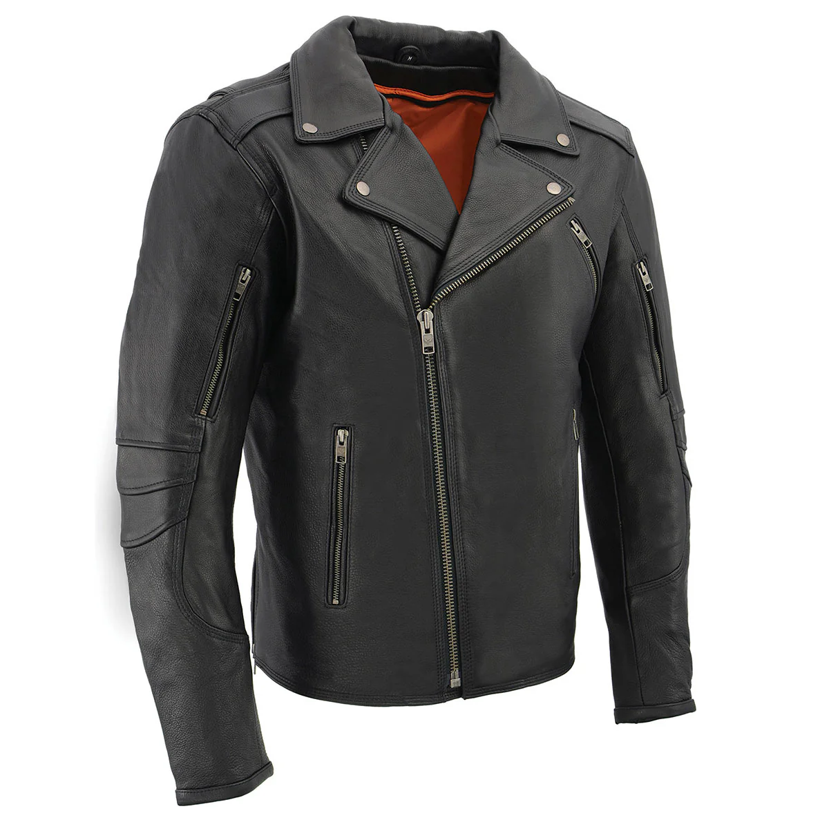 Milwaukee Leather MLM1515 Men's Classic Beltless Black Leather Triple Stitched Motorcycle Biker Rider Jacket