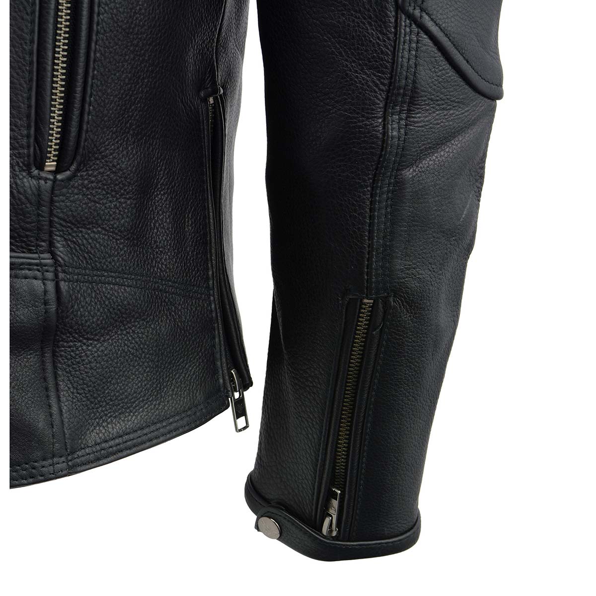 Milwaukee Leather MLM1515 Men's Classic Beltless Black Leather Triple Stitched Motorcycle Biker Rider Jacket - Image 12