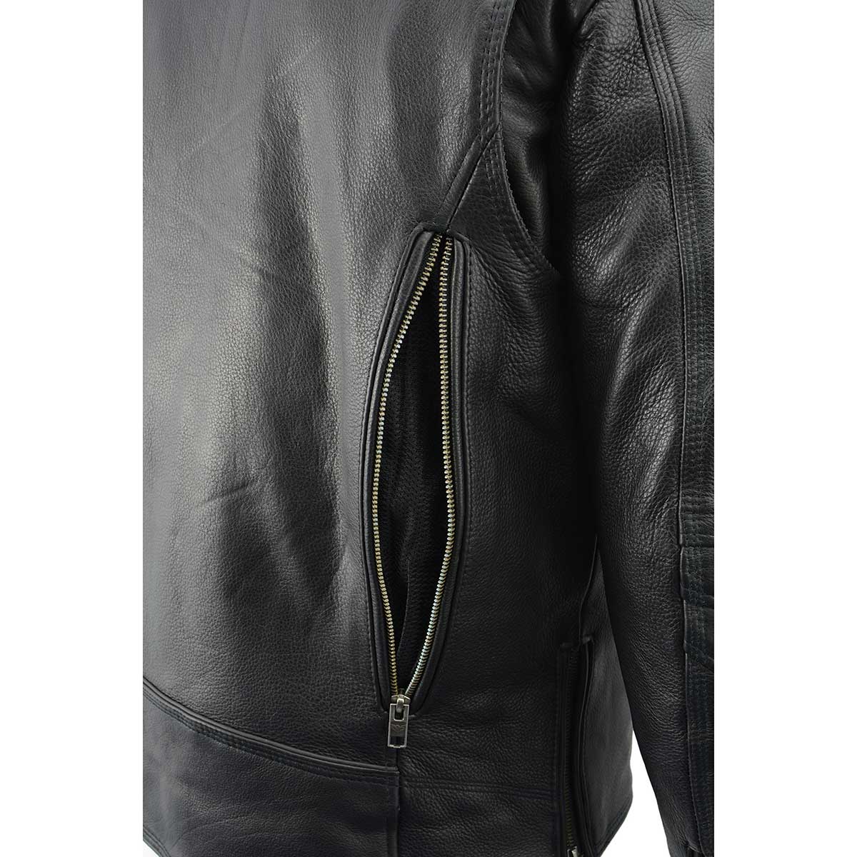 Milwaukee Leather MLM1515 Men's Classic Beltless Black Leather Triple Stitched Motorcycle Biker Rider Jacket - Image 9