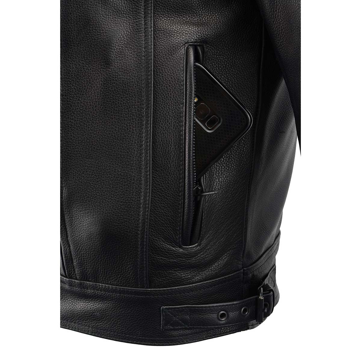 Milwaukee Leather LKM1720 Men's Black Premium Leather Motorcycle Vented Leather Jacket w/ Multi-Utility Pockets - Image 11