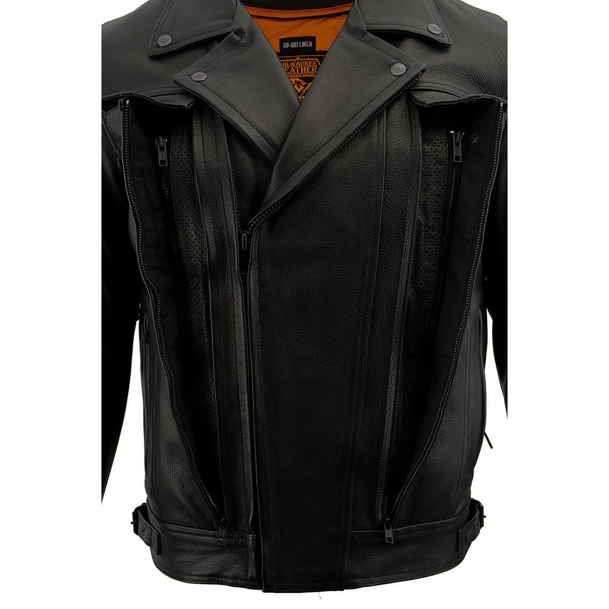 Milwaukee Leather LKM1720 Men's Black Premium Leather Motorcycle Vented Leather Jacket w/ Multi-Utility Pockets - Image 13