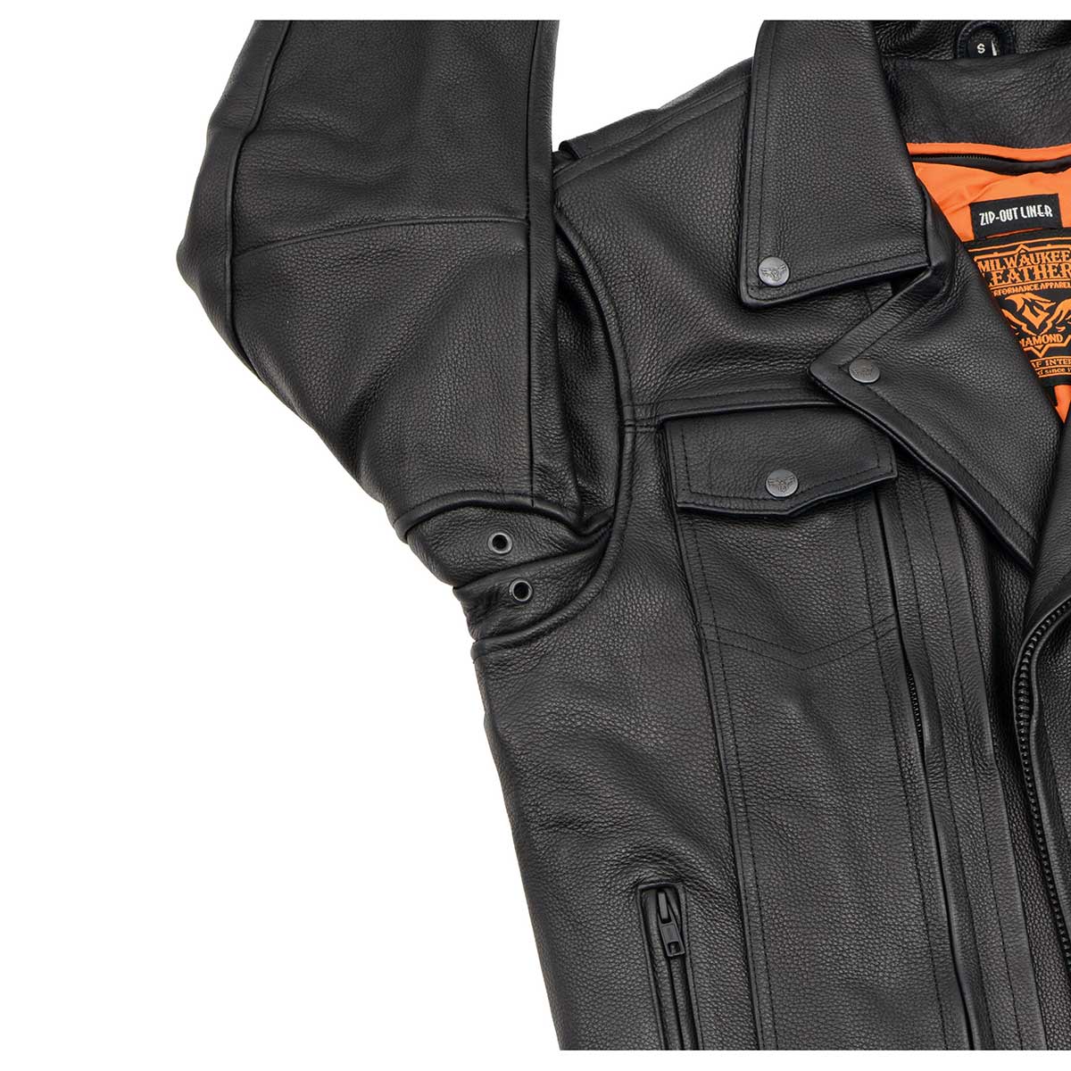 Milwaukee Leather LKM1720 Men's Black Premium Leather Motorcycle Vented Leather Jacket w/ Multi-Utility Pockets - Image 14