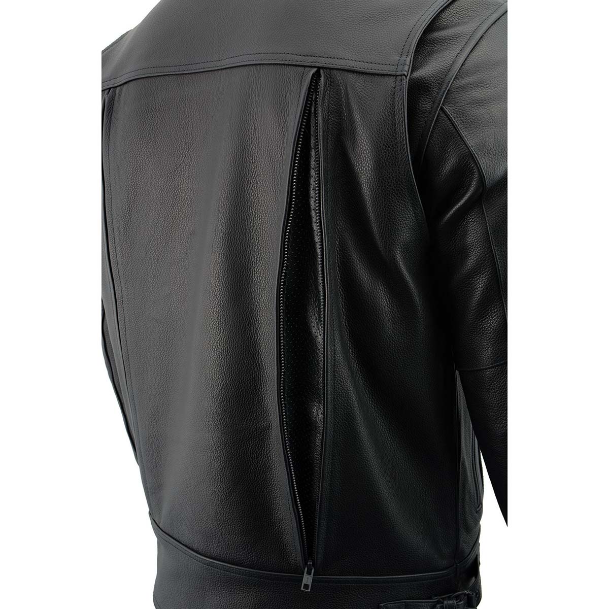 Milwaukee Leather LKM1720 Men's Black Premium Leather Motorcycle Vented Leather Jacket w/ Multi-Utility Pockets - Image 8