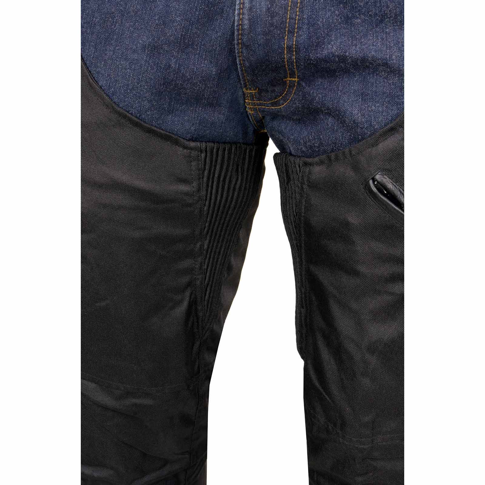 Milwaukee Leather MPM5705 Men's Black Vented Textile Chaps with Leather Trim and Snap Out Liner - Image 10