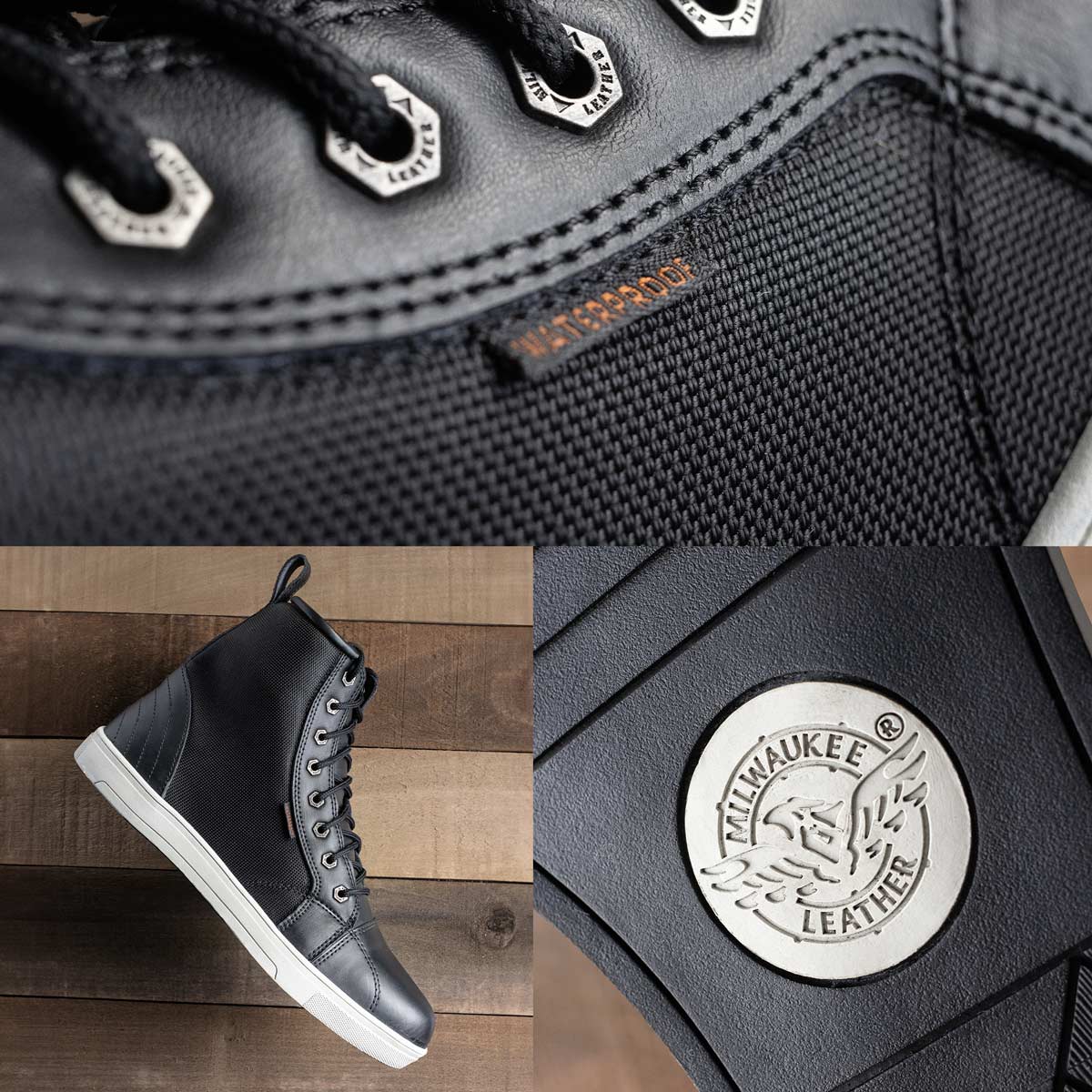 Milwaukee Leather MBM9004WP Men's Waterproof Black Leather Motorcycle Reinforced Street Riding Shoes w/Ankle Support - Image 11