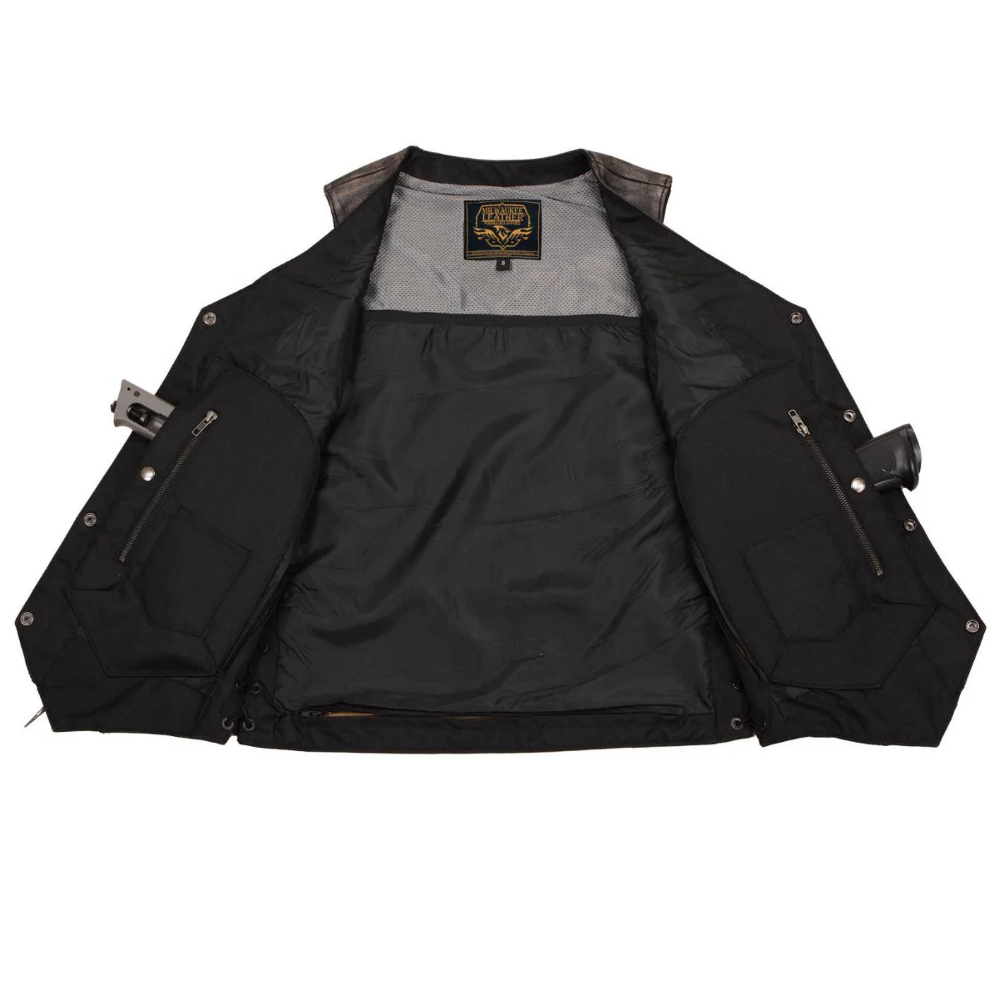 Milwaukee Leather Men's Wreck Distressed Brown Leather Motorcycle Vest - LKM3795 - Image 5