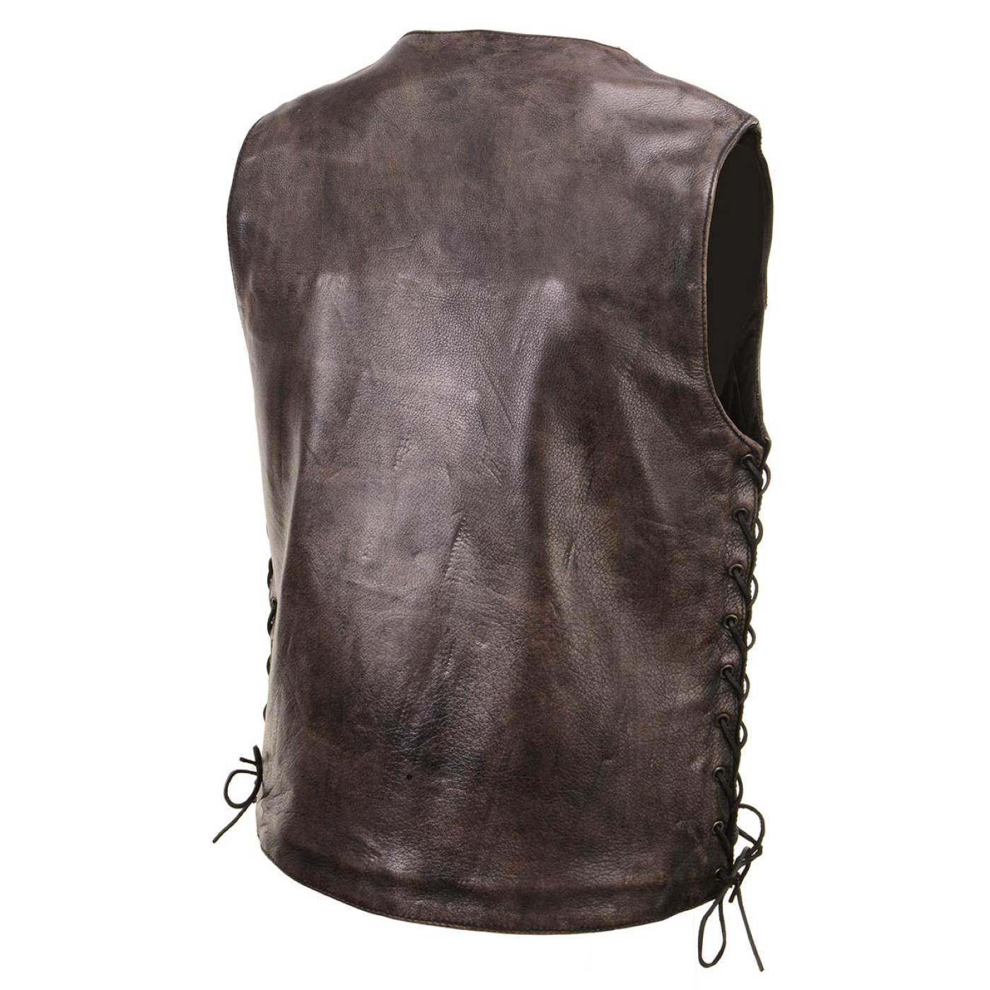 Milwaukee Leather Men's Wreck Distressed Brown Leather Motorcycle Vest - LKM3795 - Image 6