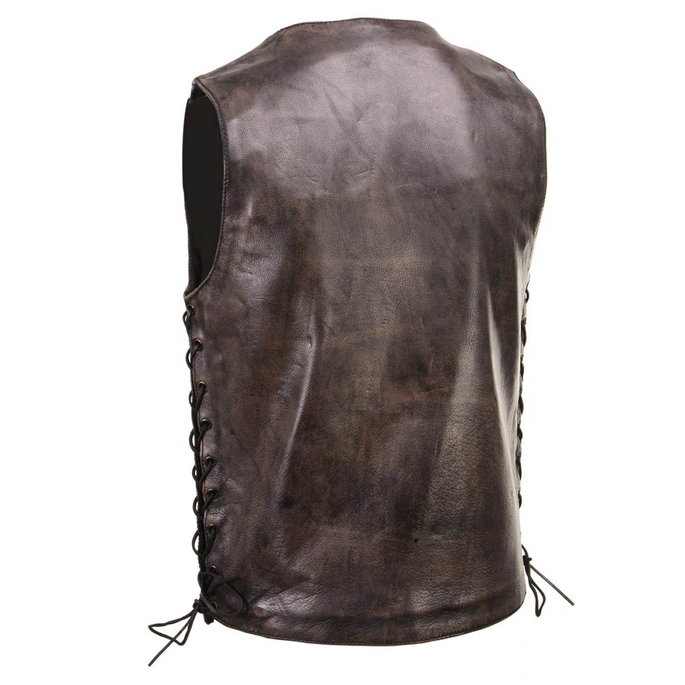 Milwaukee Leather Men's Wreck Distressed Brown Leather Motorcycle Vest - LKM3795 - Image 8