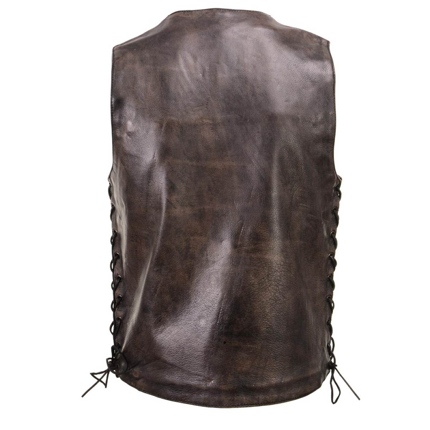 Milwaukee Leather Men's Wreck Distressed Brown Leather Motorcycle Vest - LKM3795 - Image 9