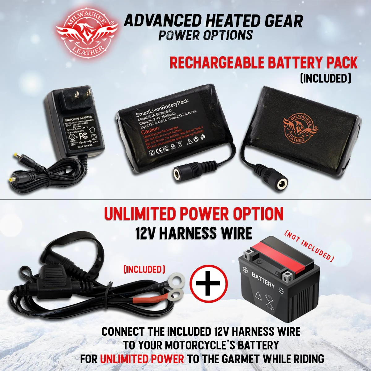 Milwaukee Leather MG17501SET Men’s Heated Black Leather/Textile Winter Gloves /Harness Wire and i-Touch - Image 5