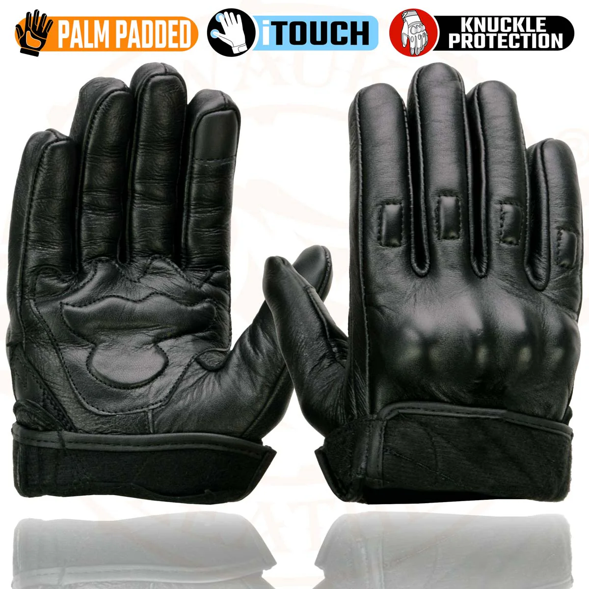 Milwaukee Leather MG7501 Men's Black Leather i-Touch Screen Compatible Gel Palm Motorcycle Gloves W/ Protective Knuckle - Image 9