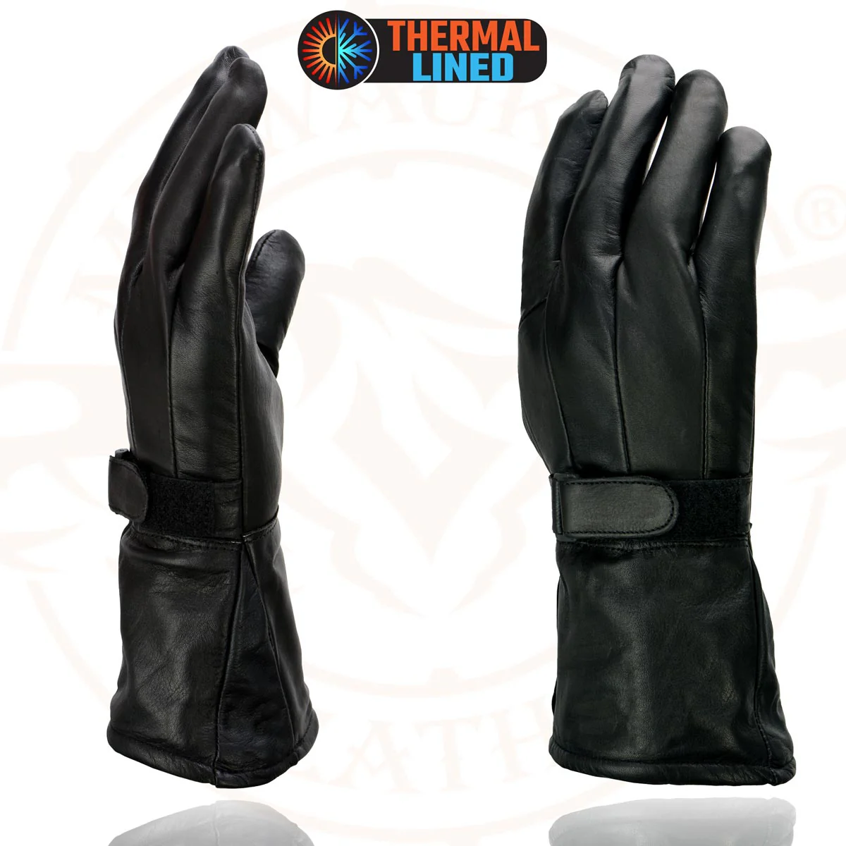 Milwaukee Leather MG7505 Men's Black Gauntlet Leather Winter Motorcycle Hand Gloves - Image 4