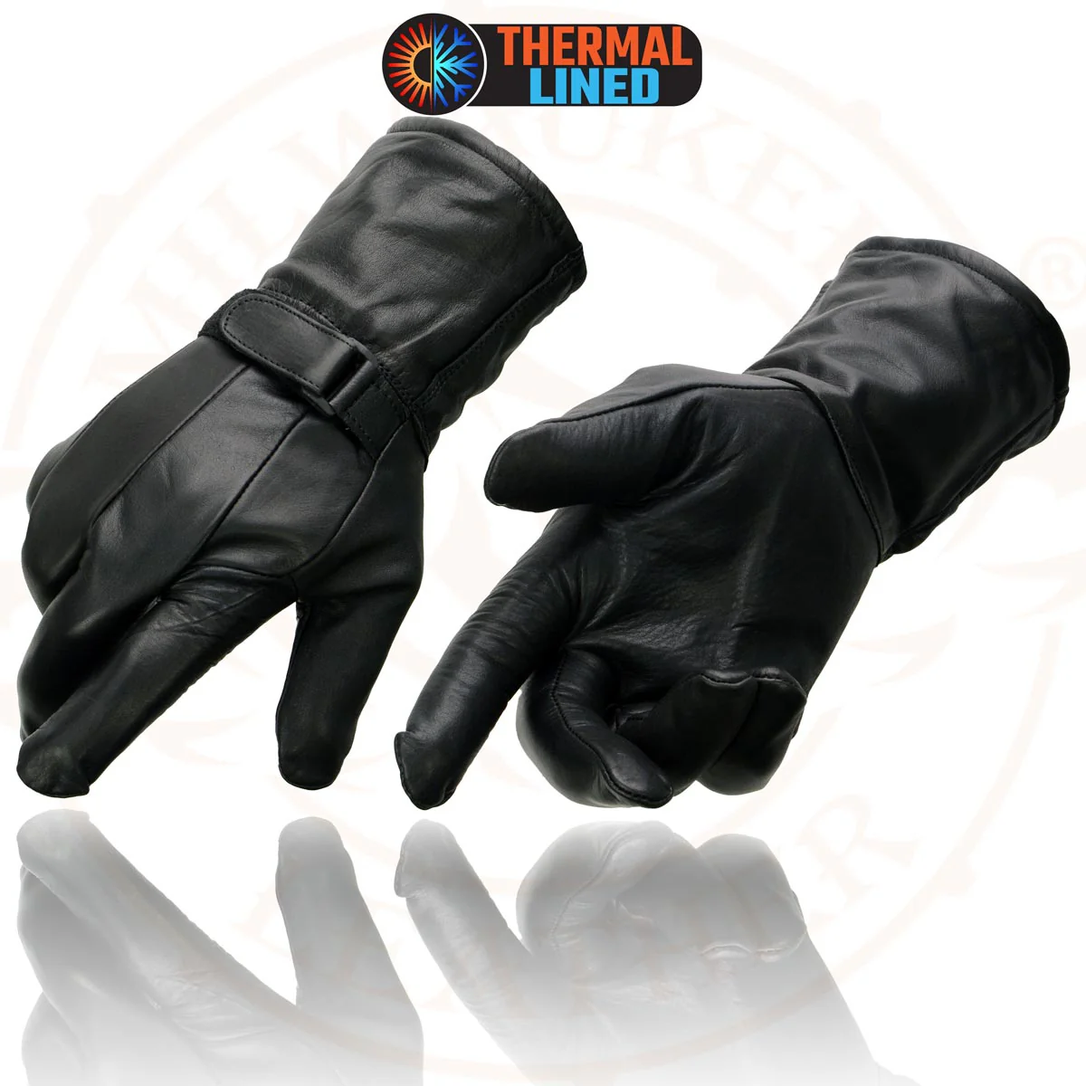 Milwaukee Leather MG7505 Men's Black Gauntlet Leather Winter Motorcycle Hand Gloves - Image 6