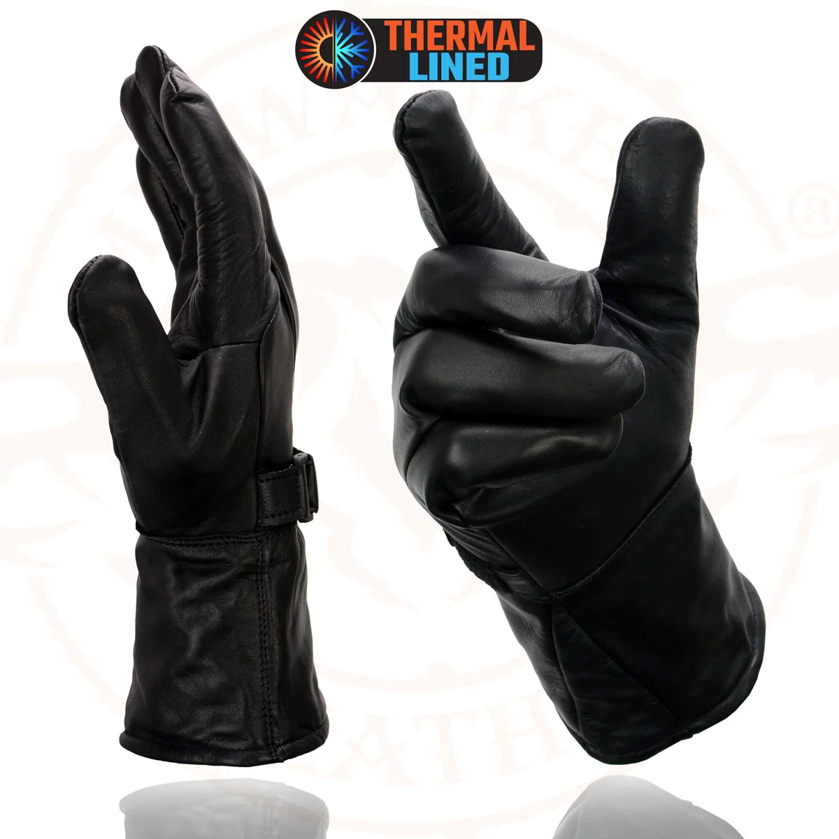 Milwaukee Leather MG7505 Men's Black Gauntlet Leather Winter Motorcycle Hand Gloves - Image 8